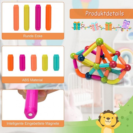 COSTWAY Puzzlespielzeug 88 Stk. Magnetkugeln  Stabe Игрушка-пазл 88 шт.