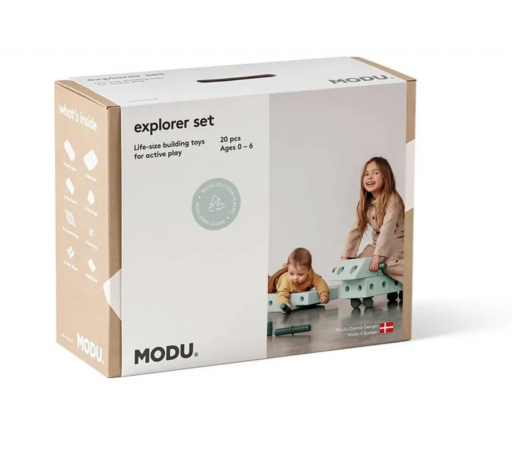 MODU Explorer Set 20st Мягкий конструктор 20 деталей, 15 моделей, безопасная развивающая игрушка для детей 0 6 лет из EPP, океанская мята/лесная зелень