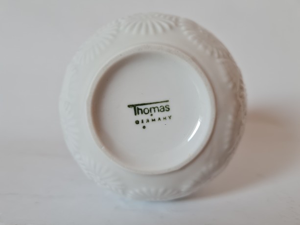 Thomas Фарфоровая ваза белая с фактурным узором, 11см, Германия, 1950-60гг.
