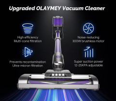 OLAYMEY OLAYMEY Akku-Hand-und Stielstaubsauger, 300,00 W, Beutellos, 25000PA 300W Staubsauger Kabellos Bis zu 50 Min, 6 in 1 Ultraleiser  Беспроводной учной и стержневой пылесос OLAYMEY, 300,00 Вт, без мешка, 25000 Па, беспроводной пылесос 300 Вт, до 50 м