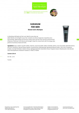 Krauterhaus Sanct Bernhardt KARAKUM Shower Gel & Shampoo, 250 мл
