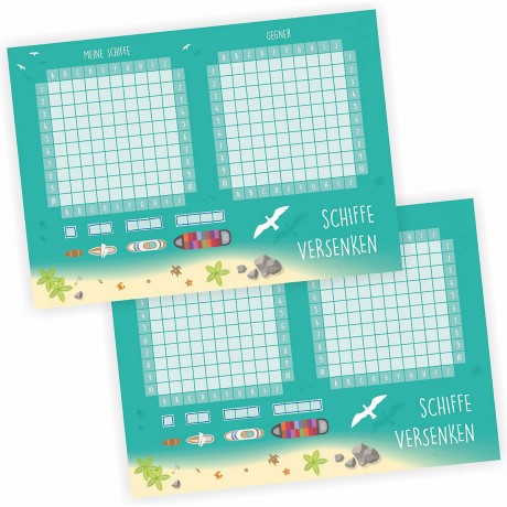 nikima Papeterie 2er Set A6 Spielblock Schiffe versenken Reisespiel Flottenmanover Reisespiele Набор канцелярских принадлежностей: 2 планшета формата А6. Морские корабли. Путешествие. Путешествия. Маневры флота.