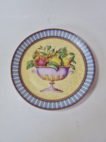 AK Kaiser Germany Набор Винтажных тарелок для фруктов "Фрукты" и "Виноград" с ярким рисунком и позолотой, 20см, Германия, 1950-60гг.