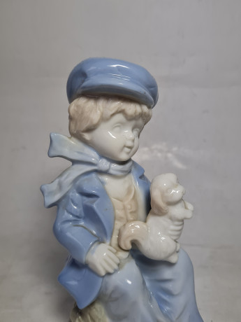 Статуэтка винтажная Gerold Bavaria "Мальчик с собакой", фарфор, 16.5 х 8 см, Германия, 1960-70гг.