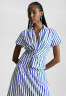 Tommy Hilfiger STRIPE TWIST DETAIL SHORT SLEEVE Blouse banker stp ultra blue КОРОТКИЙ РУКАВ С ПОЛОСОЙ TWIST DETAIL Блузка банкир стп ультра синий
