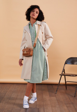 Tommy Hilfiger STRIPE MIDI SHIRT DRESS Shirt dress nola/spring lime ПЛАТЬЕ-РУБАШКА МИДИ В ПОЛОСКУ Платье-рубашка нола / весенний лайм