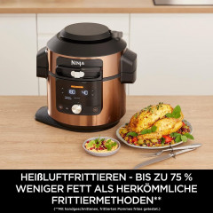 NINJA NINJA Multikocher Multikocher,Schnellkochtopf,Heissluftfritteuse,Fritteuse,12 Funktionen, 1760,00 W, 4,70 l Schussel, mit Fritteuse, Elektrisch 7,5 Fassung, Foodi MAX, Ohne Ol  Мультиварка NINJA, скороварка, аэрофритюрница, фритюрница, 12 функций, 1