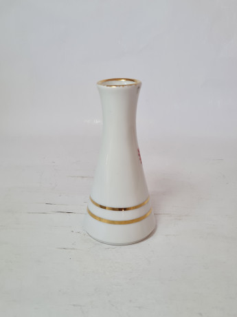 Ваза винтажная Lilien Porzellan, белый фарфор с красно-желтым гербом, 12,5 x 6 см, Австрия, 1960-70гг.