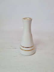 Ваза винтажная Lilien Porzellan, белый фарфор с красно-желтым гербом, 12,5 x 6 см, Австрия, 1960-70гг.