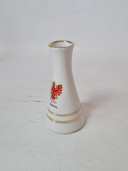 Ваза винтажная Lilien Porzellan, белый фарфор с красно-желтым гербом, 12,5 x 6 см, Австрия, 1960-70гг.