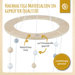 bieco Baby Mobile Holz Einschlafhilfe Baby Deko Zimmer Holzmobile fur Kinderbett O15cm Mobiles Детский мобильный деревянный спальный аппарат для детской комнаты в стиле деко деревянный мобильный телефон для детской кроватки O15cm мобильные телефоны