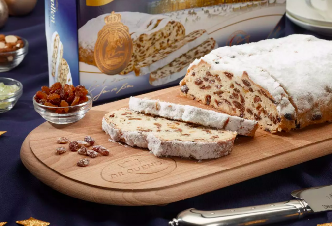 Dr. Quendt Dresdner Christstollen 2st Набор 2 Штоллена x 1 кг в подарочной упаковке, Немецкий рождественский кекс с изюмом и орехами