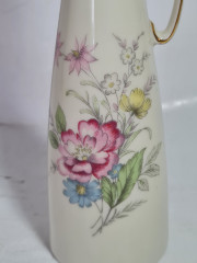 Ваза винтажная Bavaria с цветочным декором и позолотой, узкая с ручкой, фарфор, 21 x 5,5, Германия, 1980гг.