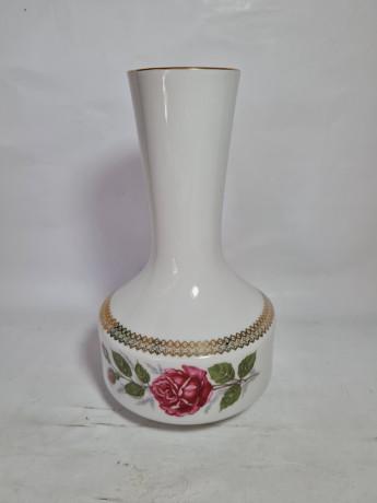 Ваза винтажная Winterling Kirchenlamitz Bavaria с розой и золотистой окантовкой, 22,5 см, Германия, 1960-70гг.