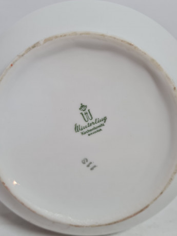 Ваза винтажная Winterling Kirchenlamitz Bavaria с розой и золотистой окантовкой, 22,5 см, Германия, 1960-70гг.