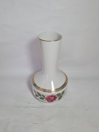 Ваза винтажная Winterling Kirchenlamitz Bavaria с розой и золотистой окантовкой, 22,5 см, Германия, 1960-70гг.