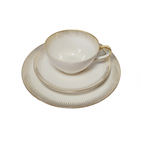 Johann Seltmann Vohenstrauß Bavaria Чайное трио белый фарфор с позолоченным узором, Германия, 1960-70гг.