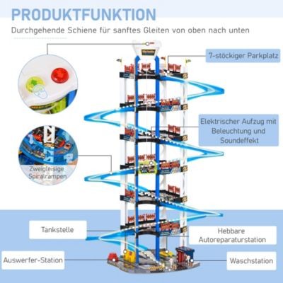 HOMCOM Kinder Parkhaus mit Spiralrampe Детский гараж со спиральной рампой