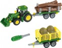 klein John Deere Traktor mit Holz- und Heuwagen Трактор John Deere с прицепом для леса и сена