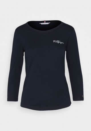 Tommy Hilfiger SLIM ROPE PUFF PRINT Long sleeved top desert sky SLIM ROPE PUFF PRINT Топ с длинными рукавами небо пустыни