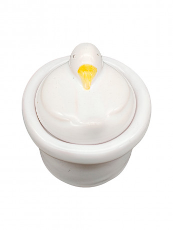 Шкатулка винтажная Apilco Terrine с гусенком на крышке, фарфор, 7 х 7 см, Франция, 1970-80гг.