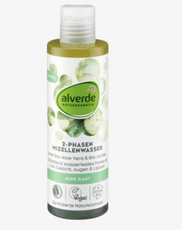 alverde NATURKOSMETIK 2-Phasen Mizellenwasser Bio-Aloe Vera Bio-Gurke, 200 ml 2-фазная мицеллярная вода органическое алоэ вера органическое огурец, 200 мл