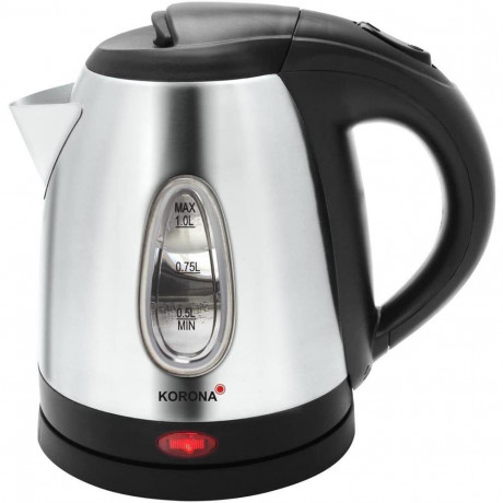 KORONA KORONA Wasserkocher kleiner 1 Liter Edelstahl-Wasserkocher 20303, 1 l, 2200 W, 2200 Watt, Abschaltautomatik, Dampfstopp-Automatik, Uberhitzungsschutz  Чайник KORONA маленький, чайник из нержавеющей стали 1 литр 20303, 1 л, 2200 Вт, 2200 Вт, автомат