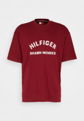 Tommy Hilfiger TOMMY HILFIGER X SHAWN MENDES ARCHIVE TEE UNISEX Print T-shirt rouge ФУТБОЛКА TOMMY HILFIGER X SHAWN MENDES ARCHIVE UNISEX Футболка с принтом румяна