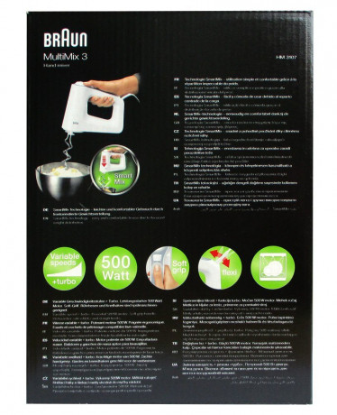 Braun Braun Handmixer HM 3107 WH MultiMix 3 Handmixer mit Stabmixer-Aufsatz  Ручной миксер Braun HM 3107 WH MultiMix 3 с насадкой для ручного миксера