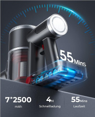 Laresar Laresar Akku-Hand-und Stielstaubsauger, 400,00 W, 33000pa Saugkraft Akku Staubsauger, Bis zu 55 Min Laufzeit, 1.5L Staubspeicherkapazitat, fur Hartboden Teppich Tierhaare  Беспроводной ручной и стержневой пылесос Laresar, беспроводной пылесос мощн