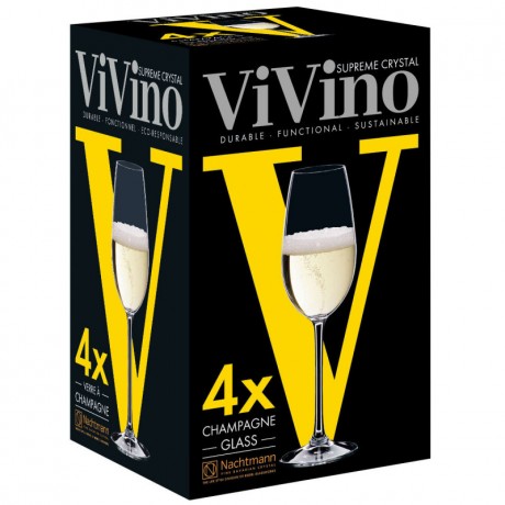 Nachtmann Nachtmann ViVino Champagnerglas Set 4-tlg. h: 217 mm / 260 ml Набор бокалов для шампанского Nachtmann ViVino из 4 предм. высота: 217 мм / 260 мл