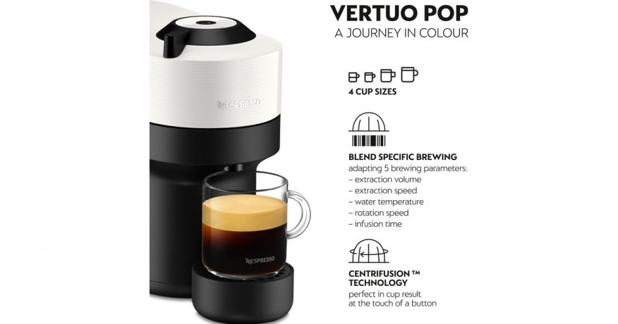 Krups Krups Nespresso Vertuo Pop Coconut White XN9201, Kapselmaschine schwarz/weiss  schwarz, weiss Krups Nespresso Vertuo Pop Coconut White XN9201, капсульная машина черный/белый