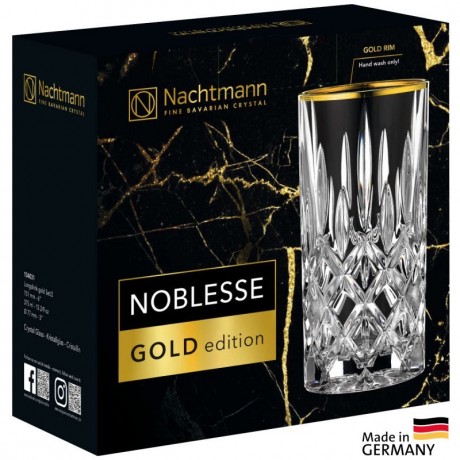 Nachtmann Noblesse Gold Longdrink Glas Set, Нахтман Ноблесс Голд Набор стаканов для коктейлей, 375 мл, 2 шт