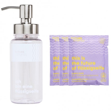 FUTURE STORIES Vorteilskit 3er Set Flussigseifen Pulver Lavendel & Bergamotte inkl. Pumpspender  Набор Advantage Kit из 3 жидких мыльных порошков лаванды и бергамота, включая помпу-дозатор