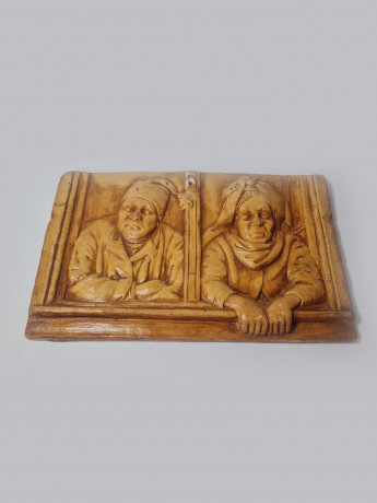 Декоративное фарфоровое панно "Мужчина и женщина", 22,5см x 14,5см, Германия, 1960-70гг.