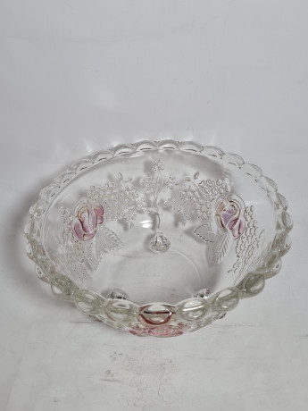 Фруктовница винтажная большая Walther Glas "Роза" на ножках, стекло, 21 см, Германия, 1970-80гг.