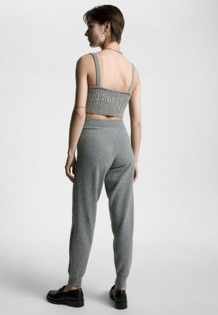 Tommy Hilfiger CABLE KNIT CROP Top med heather grey CABLE KNIT CROP Топ средний вереск серый