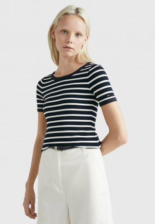 Tommy Hilfiger SLIM Basic T-shirt brenton stp white desert sky SLIM Базовая футболка Брентон стп белое небо пустыни