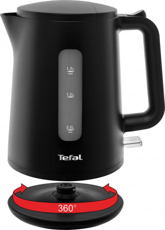 Tefal Tefal Wasserkocher KO2008 Principio Select, 1,7 l, 2400 W, Automatischer Ein-/Ausschalter, Antikalk-Filter, schwarz Matt  Чайник Tefal KO2008 Principio Select, 1,7 л, 2400 Вт, автоматическое включение/выключение, фильтр против накипи, матовый черный