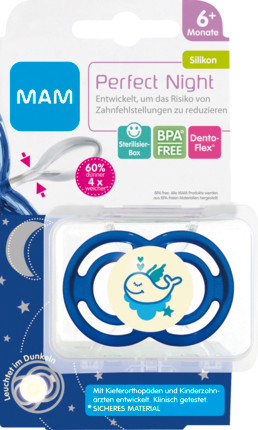 MAM Соска (успокаивающая) Perfect Night 6+ нейтральный , Силикон	, 1 шт