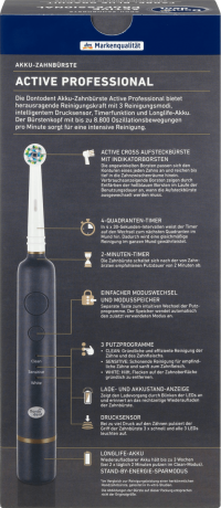 Dontodent Elektrische Zahnbürste Active Professional Аккумуляторная зубная щетка Active Professional, 1 шт