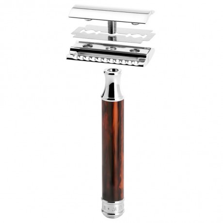 Muhle TRADITIONAL Rasierhobel geschlossener Kamm, Griffmaterial Edelharz schildpatt  ТРАДИЦИОННАЯ безопасная бритва с закрытым гребнем, материал рукоятки высококачественная смола черепахового цвета