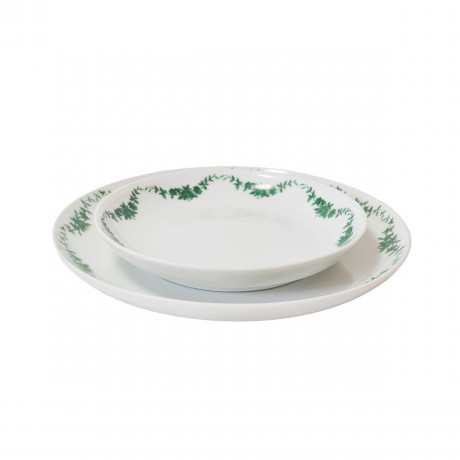 Тарелки винтажные Furstenberg с зеленым цветочным рисунком, 2 шт., фарфор, 18 и 13,5 см, Германия, 1960-70гг.