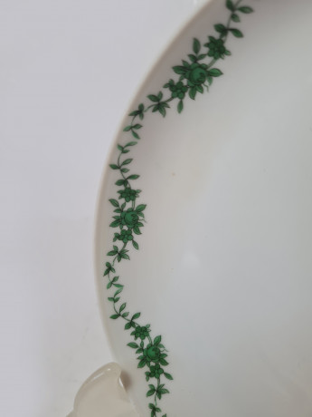 Тарелки винтажные Furstenberg с зеленым цветочным рисунком, 2 шт., фарфор, 18 и 13,5 см, Германия, 1960-70гг.