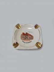 Elisenfels Arzberg Bavaria Винтажная квадратная пепельница с обильной позолотой "Мюнхен", 8см, Германия,1960-70гг.