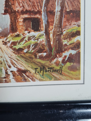 Картина винтажная Martocell "Осенняя прогулка в лесу", в раме, 15 х 12 см, Германия, 1980-90гг.