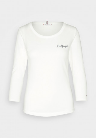 Tommy Hilfiger SLIM ROPE PUFF PRINT Long sleeved top ecru SLIM ROPE PUFF PRINT Топ с длинными рукавами экрю