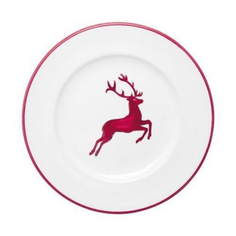 Gmundner Keramik Gmundner Keramik Rubinroter Hirsch Dessertteller / Fruhstucksteller Gourmet d: 22 cm / h: 2,2 cm Gmundner Ceramic Ruby Red Deer Тарелка для десерта / Тарелка для завтрака Gourmet d: 22 см / высота: 2,2 см