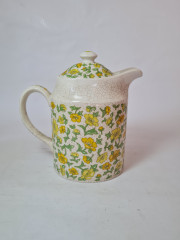Набор посуды винтажный Taunton Valb England: чайник, молочник, сахарница, банка с крышкой "Желтые цветы", фарфор, Англия, 1960-70гг.