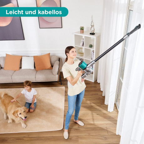 Eureka! Eureka! Akku-Hand-und Stielstaubsauger Ideal fur Hartboden, Teppiche, Tierhaare, 350,00 W, beutellos, 2-in-1 LED-Anzeige 50 Min Laufzeit -Ideal fur Hartboden Teppiche  Эврика! Беспроводной ручной пылесос, идеально подходит для твердых полов, ковро